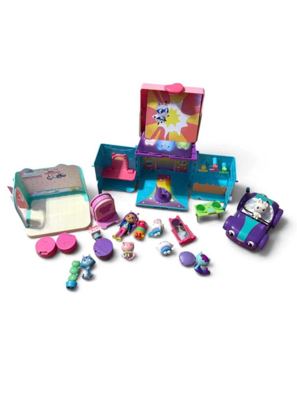 Gabby’s Dollhouse Figure Play Set Bundle Lot Cat Car Toy